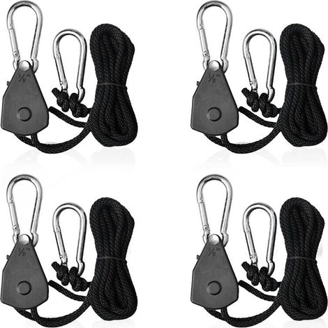 4pcs Adjustable Ratchet Straps 1/8 Hook Tensioner Shade Sail Ratchet Straps for Lights or Plants (1/5)