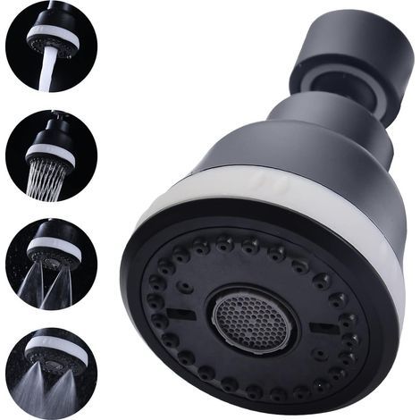 Black 4-mode kitchen faucet aerator, 360° rotation, water saving, with brass fitting, kitchen faucet aerator (1/5)