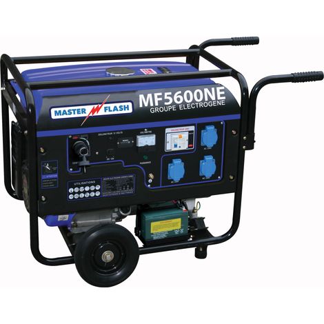 Master Flash – Groupe électrogène essence 5500W – Démarrage électrique – Moteur 4 temps OHV 16 CV – Autonomie jusqu'à 8,5h – Régulateur AVR (1/2)