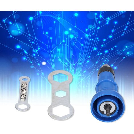 Adaptateur pour riveteuse électrique, riveteuse, pistolet à rivets, rivetage, rivet pop, perceuse électrique, mise à niveau électrique, riveteuse (bleue) (1/5)