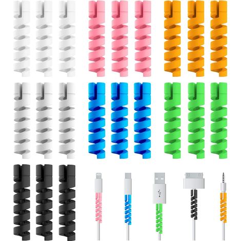 Lot de 21 protège-câbles, en forme de U, protection contre la rupture de câble, protection de câble de données, réutilisable (multicolore) (1/5)