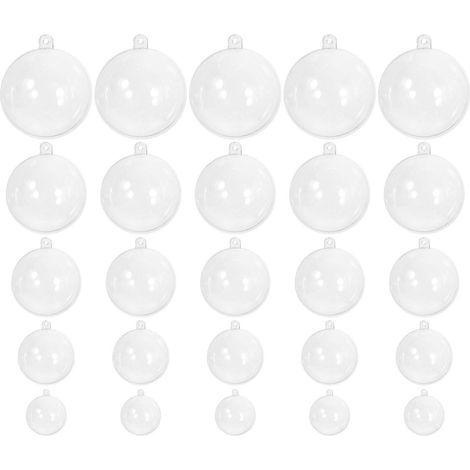25 runde, transparente Weihnachtskugeln zum Befüllen, Aufhängen oder Dekorieren. Transparente Kunststoffkugeln zum Befüllen. – 7 x 7 cm – Transparent (1/4)