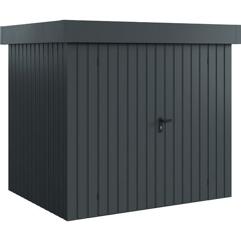 Hörmann Ecostar Metall-Gerätehaus "Euroline Trend" mit Flachdach EFD 4, anthrazitgrau, 214 x 166 cm, 2-flüglige Tür