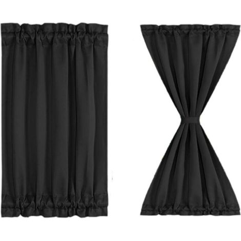 Lot de 2 rideaux occultants à passe-tringle coulissant pour porte, noir, 63,5 x 101,6 cm (1/4)