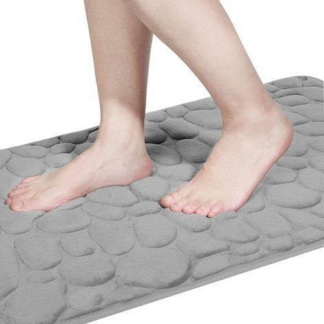 Rutschfeste Badematte aus Memory-Schaum, saugfähige, maschinenwaschbare Badematte, Duschmatte fürs Badezimmer, 40 x 60 cm, Grau (1/4)