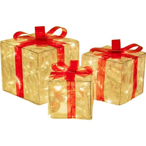 Boîte cadeau éclairée, boîtes lumineuses romantiques élégantes pour la maison, la cheminée, la cour, le jardin, la fête de mariage (1/5)