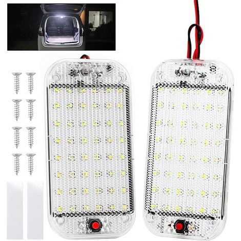 Iluminación LED para el interior del coche, paquete de 2 unidades de 48 LED, 12V-85V, interruptor de luz interior para coche, iluminación LED para el interior del coche, iluminación blanca universal p (1/5)