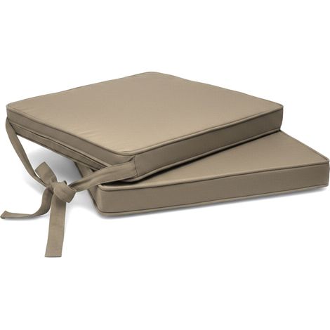Lot de 2 coussins de chaise Loft SK, couleur taupe, 45 x 40 x 5 cm