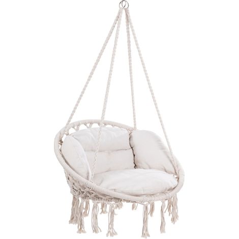 Fauteuil suspendu avec coussins épais – Structure en acier galvanisé – Capacité 150 kg – Résistant aux intempéries – Pour intérieur et extérieur – Detex (1/5)
