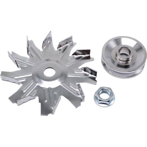 Kit de poulie et ventilateur d'alternateur chromé pour moteurs Chevy Small Block 327, 350, 383 et 400 (1957-1985) - Poulie et turbine de générateur (1/5)