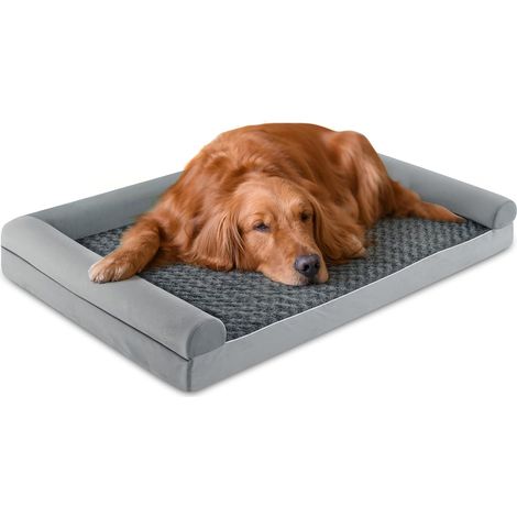 COSTWAY Cuccia Cane Interno in Schiuma, Brandina per Cani con Cuscino, Copertura Rimovibile e Tessuto Interno Impermeabile, Lettino per Animali Domestici, Grigio (135 x 91 x 18 cm) (1/5)