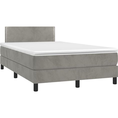 Sommier à lattes de lit et matelas Gris clair 120x200cm Velours vidaXL