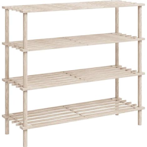 Armoire à Chaussures, Meuble Étagère de Rangement, Range-chaussures à 4 étagères 2 pcs Bois de sapin solide OIB4614E (1/5)