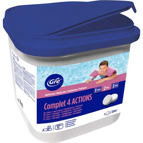 Trattamento piscine 4 azioni, tavolette da 250 gr, 5 kg