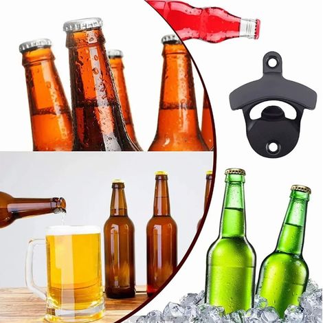 10-teiliger Flaschenöffner aus Zinklegierung zur Wandmontage für Bars, Hotels und KTVs, Schwarz (1/5)