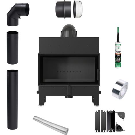 Kamineinsatz EKO KRATKI FLOKI L 12 kW fi 200 Schwarz TERMOTEC Rohrset (1/5)