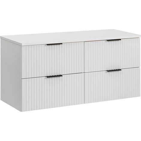 Waschtischunterschrank 120 cm weiß matt mit gerillter Front, 4 Softclose-Auszüge, ADELAIDE-56-WHITE (1/5)