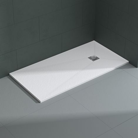 Mai & Mai Receveur de Douche Antidérapant Bac à Douche Blanc en Résine Marbre Artificielle 80x160x3cm Rectangulaire Géo9 (1/5)