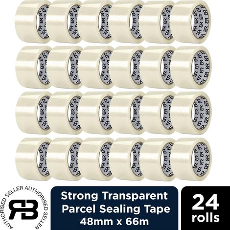 Clear Packing Tape 48mm x 66m Strong Parcel Box Tape, 24 Rolls (1/5)