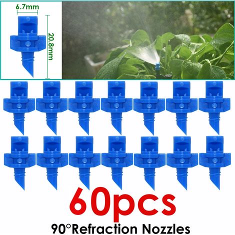(N-60pcs) Buse de réfraction pour arrosage goutte à goutte, outils de jardin, brumisateur à 90/180/360 degrés pour plantes en pot de serre (1/5)