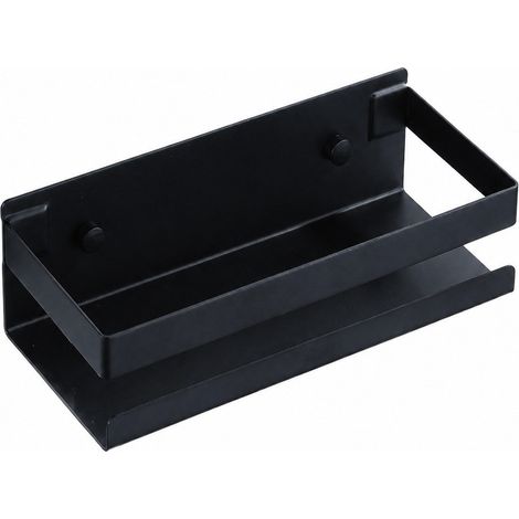 Étagère à épices murale en acier inoxydable noir 23 cm, rangement de cuisine multifonctionnel (1/5)