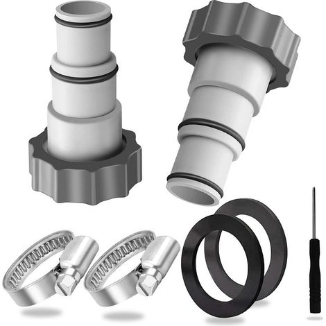 Adaptateur de Tuyau de Piscine A, Adaptateur Tuyau Piscine,raccordement Piscine avec Filetage Interne, adaptateurs de Tuyau de 32/38 mm compatibles avec la Piscine Intex (2PCS) (1/5)