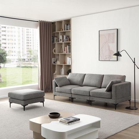 Dark Grey Sofa with Footstool (1/5)