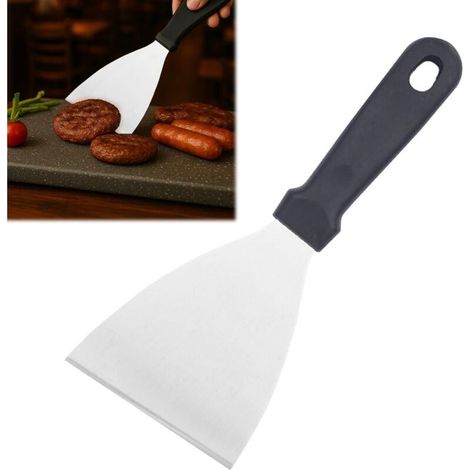 Spatule Triangulaire Professionnelle en Acier Inoxydable, Spatule Coudée pour Pâtisserie, Cuisine, Plancha, Pizza, 24.5 cm x 9.8 cm (1/5)