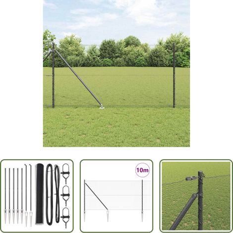 vidaXL Sécurité extérieure - Poteau de clôture. Gris 10 x 1,2 m (maillage de 13 mm) (1/5)