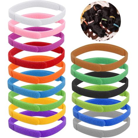 Colliers d'identification 15 PCS pour petits chiens et chatons de différentes couleurs, couleur de collier réglable pour petits chiens (L-35cm)-Fei Yu