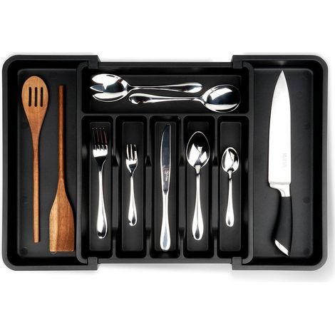 Insert extensible noir pour tiroir à couverts 33-56,5 x 37,5 cm (1/5)