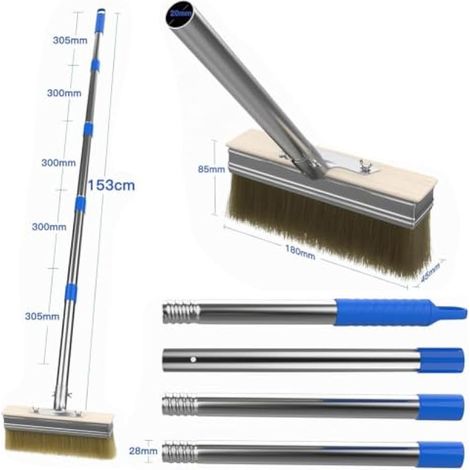 Pinceau de peinture long pour terrasse de 153 cm avec manche d'extension (1/4)