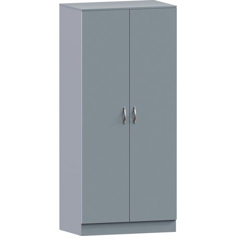 Riano 2 Door Wardrobe With Hanging Rail & Storage Shelf, Grey