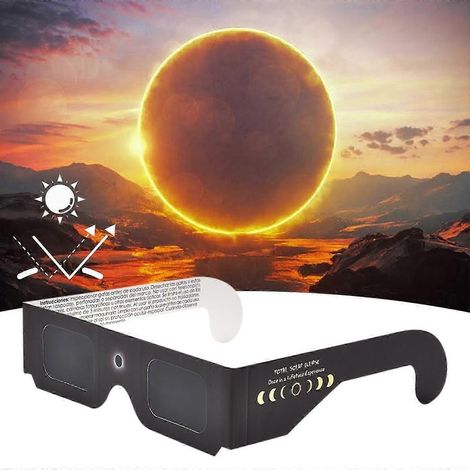 Packung mit 10 Paar Schutzbrillen für Sonnenfinsternisse, geeignet für die direkte Beobachtung der Sonne bei astronomischen Ereignissen und Sonnenbeobachtungen. (1/2)