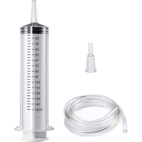 150ml Grande Seringue, Seringue Plastique Avec Tuyau, Pour Laboratoires Scientifiques, Mesure De Liquide, Arrosage De Jardin, Industrie (Sans Aiguille) (1/5)