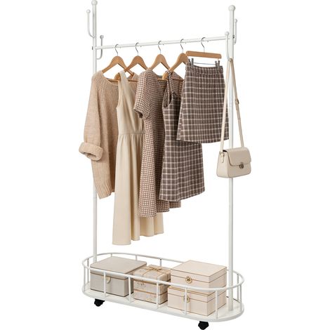 Portant à vêtements sur pied - avec panier de rangement et Roulettes - 80 x 170cm - Pour Salon Chambre (1/5)