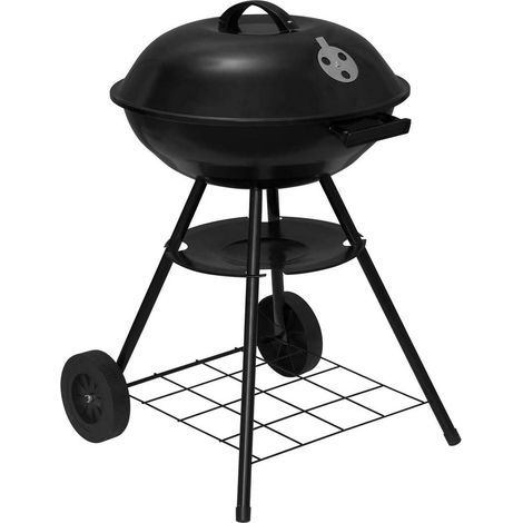 Griglia a Carbone con Ruote per Giardino Campeggio, Nera 190000941