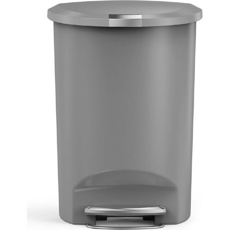 poubelle demi-lune à pédale, poubelle de cuisine, plastique gris, 50 litres (1/3)