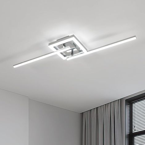 COMELY Plafonnier LED 2 Lumières, Rotatif Luminaire Plafonnier Vagues, 26W 2340LM Lampe de Plafond LED Moderne Argent, Plafonnier Salon, 6500K Blanc Froid Plafonnier Chambre, Couloir, Cuisine, 82CM (1/5)