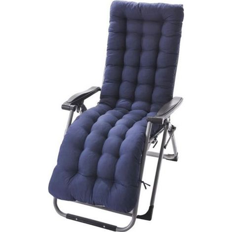 125x48x8cm,Coussin de Bain de Soleil Coussin Épais pour Lounge Fauteuil Chaise Transat de Jardin Fauteuil,Marine
