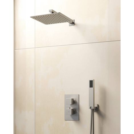 Conj. Empotr. Termostático Orion Nickel + Rociador Pared - GME