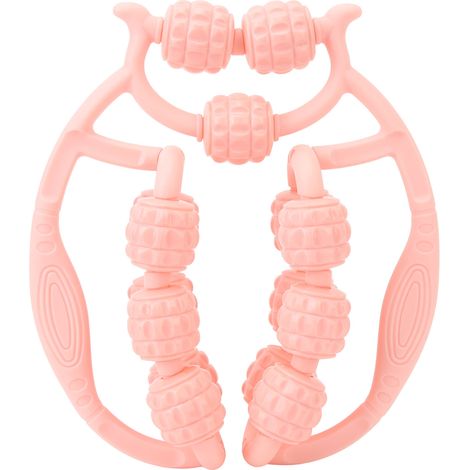 Rouleau musculaire à 15 roues, pinces de jambes circulaires roses, Massage à main polyvalent en PP pour les bras, le cou et le corps (1/5)