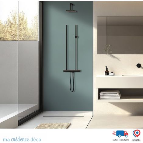 Panneau de douche : Bleu vert de gris - Alu composite - 90 - 245 (1/4)