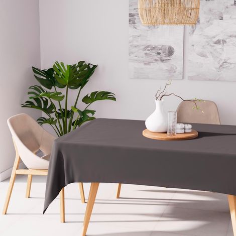 1 Nappe Rectangle, Anti-tâches, Waterproof, Polyester, Anthracite, 140x300 cm, Salon