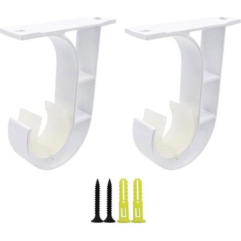 Support de tringle à rideaux réglable - Lot de 2 - Crochets de 20 à 24 mm - Aluminium robuste - Blanc (1/4)
