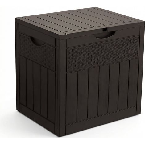 VOUNOT® 126L Gartenbox Aufbewahrungsbox Garten 56 x 43 x 53 cm, Rattan-Optik Braun