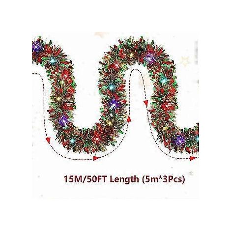 Polyvalente pour tous les décors : ajoutez une ambiance de Noël avec cette guirlande de Noël en fil de fer épais et duveteux, brillante et éblouissante. (1/5)