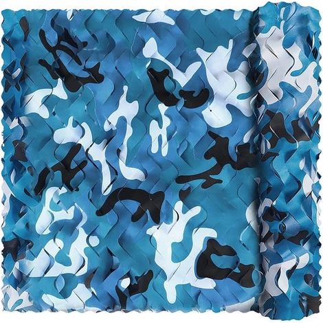 Voile d'ombrage Rectangulaire Design Ombrière Camouflage,Toile D'ombrage Ajourée Camouflage, 2x4,Blue (1/5)