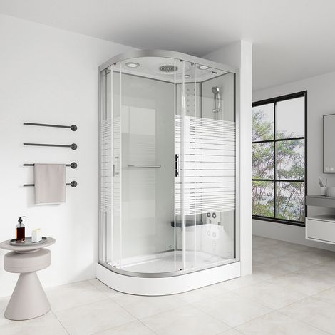 HOME DELUXE - Komplettdusche WHITE PEARL - Maße 120 x 80 cm Links - inkl. Regendusche, Radio und Zubehör I Duschtempel Fertigdusche, Dusche, Duschtempel Dusche Duschkabine Duschtempel Duschabtrennung (1/8)