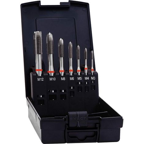 Exact 42345 KIT Maschi a macchina 7 parti metrica M1, M4, M5, M6, M8, M10, M12 Taglio destrorso DIN 371 HSS-E Forma B 1 (1/3)